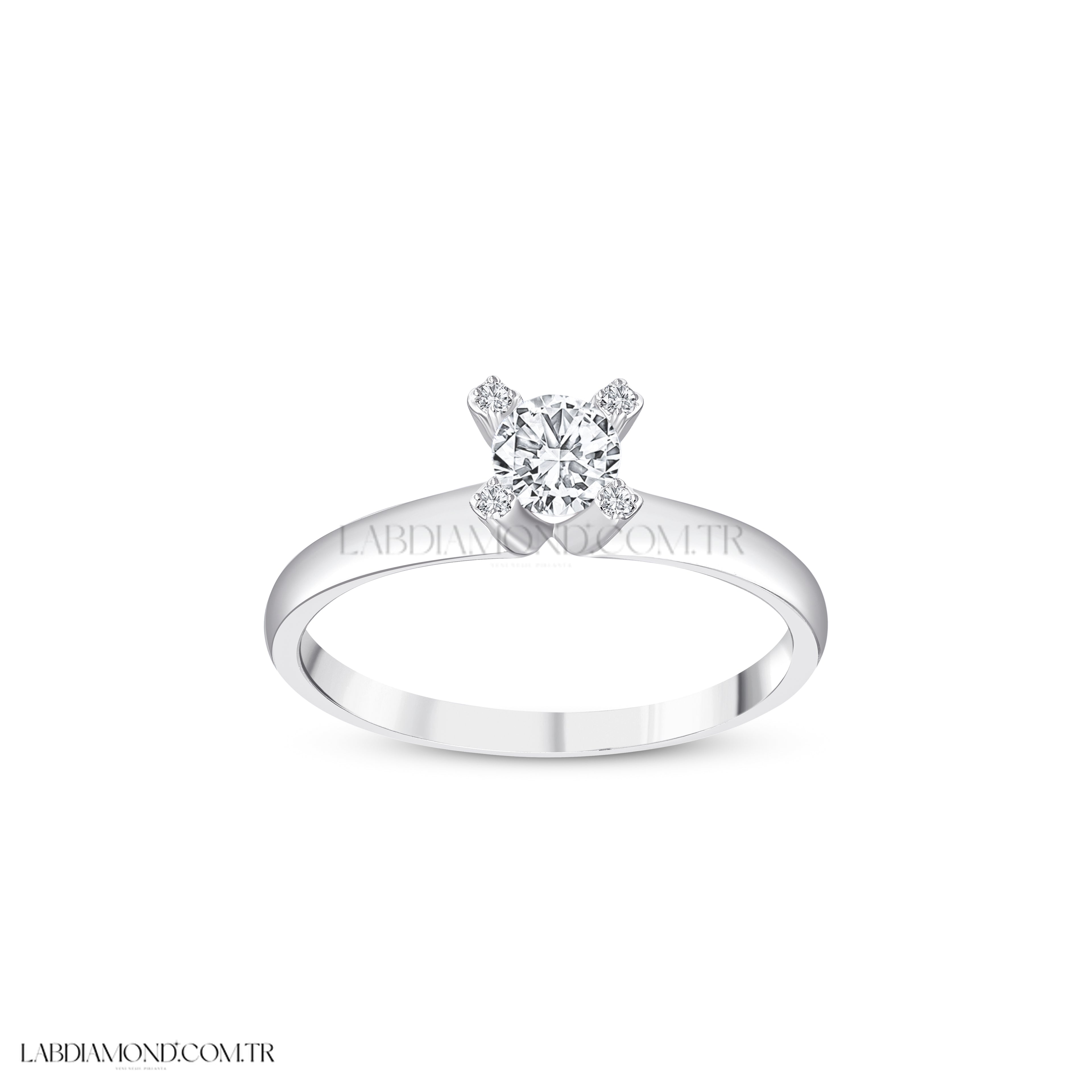 0.33 Karat Laboratuvar Pırlanta Tektaş Yüzük
