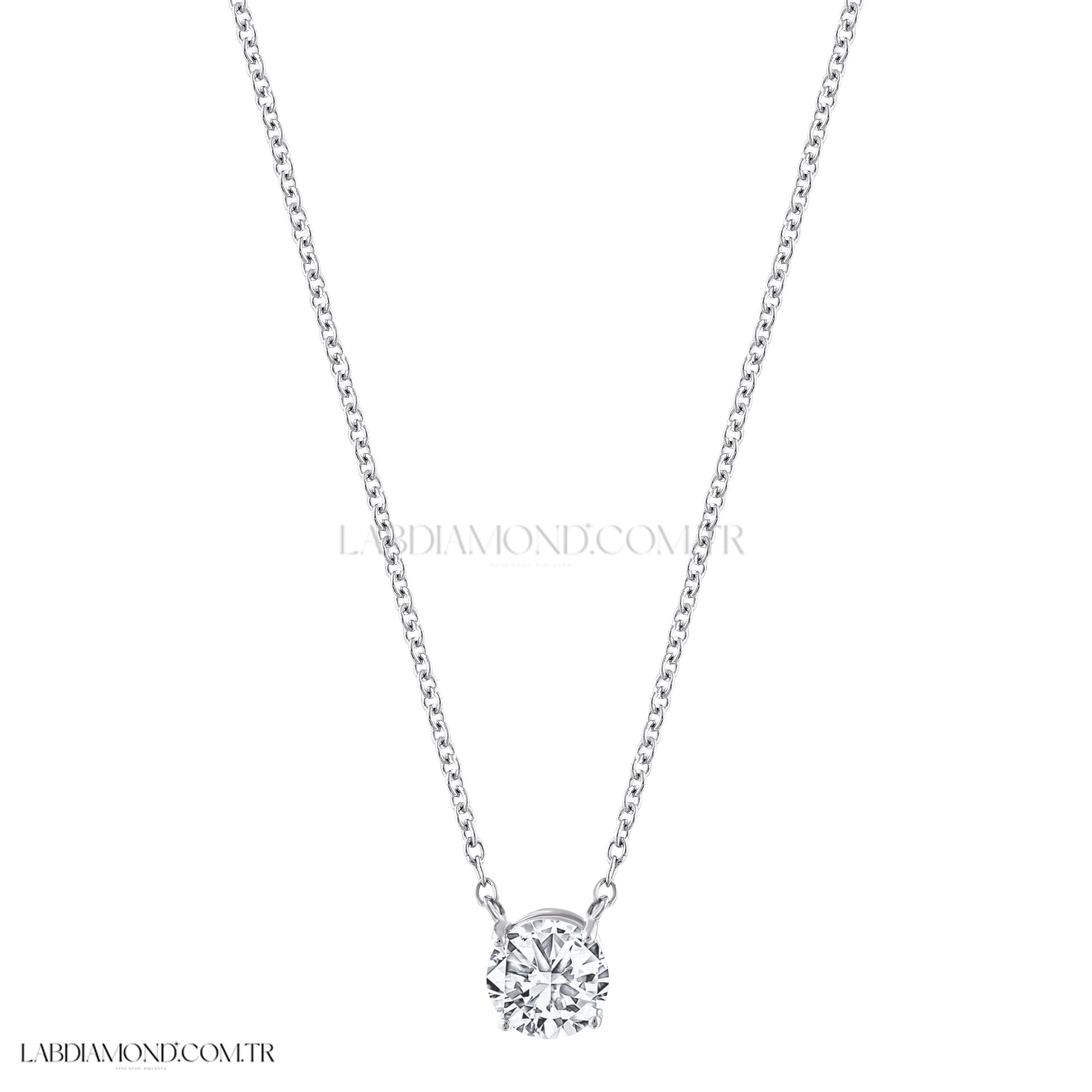 0.92 Karat Laboratuvar Pırlanta  Tektaş Kolye