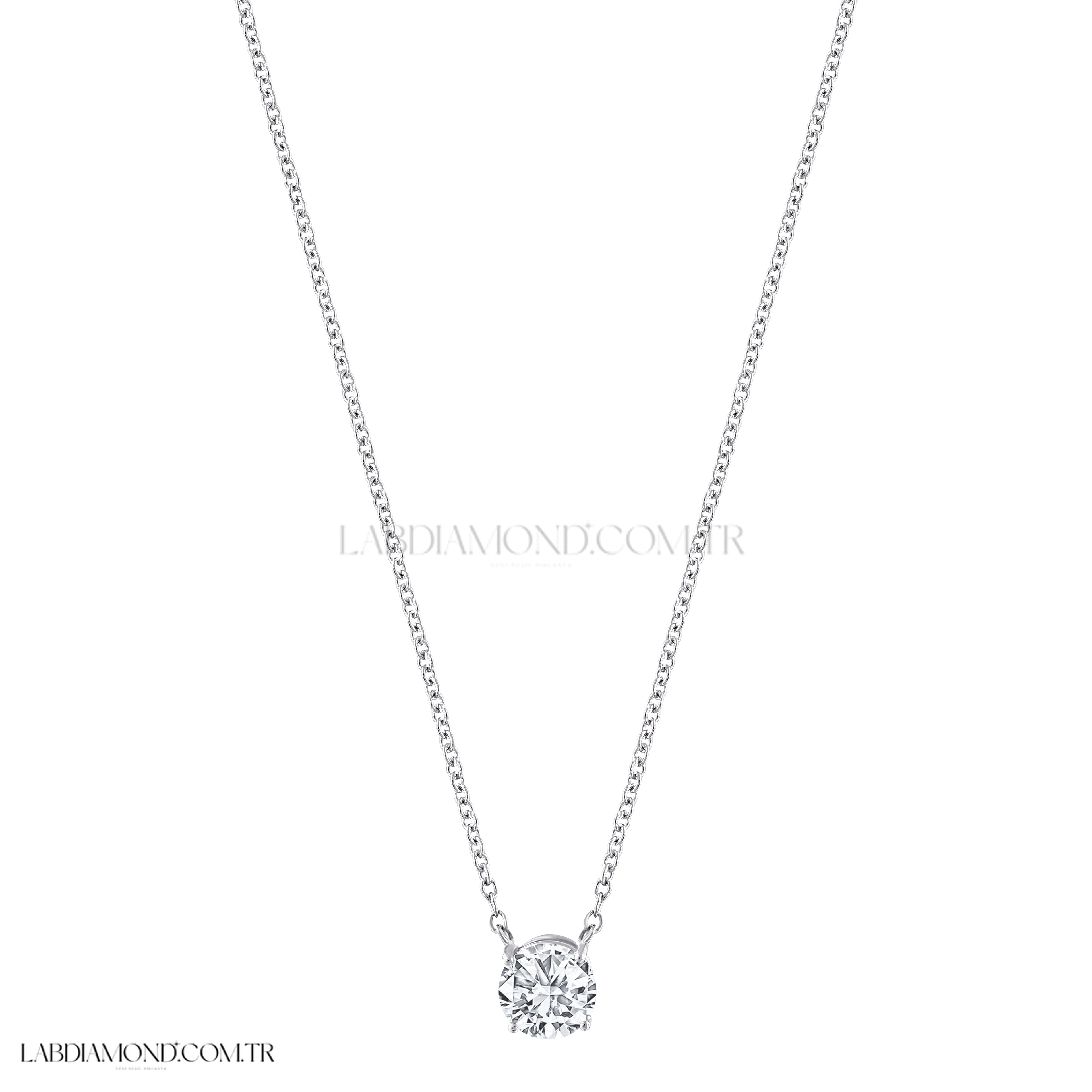 0.92 Karat Laboratuvar Pırlanta  Tektaş Kolye