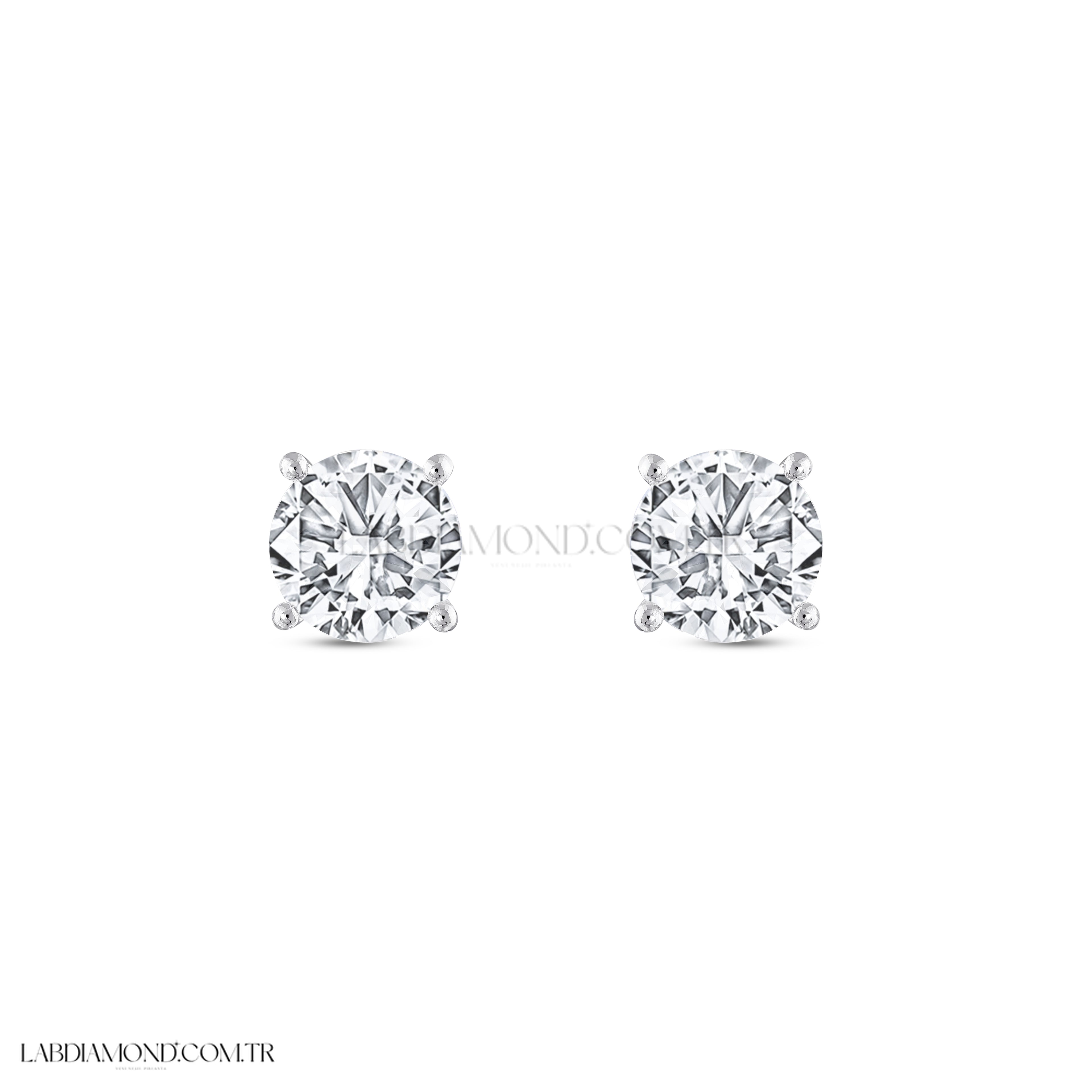 1.11 Karat Laboratuvar Pırlanta Tektaş Küpe