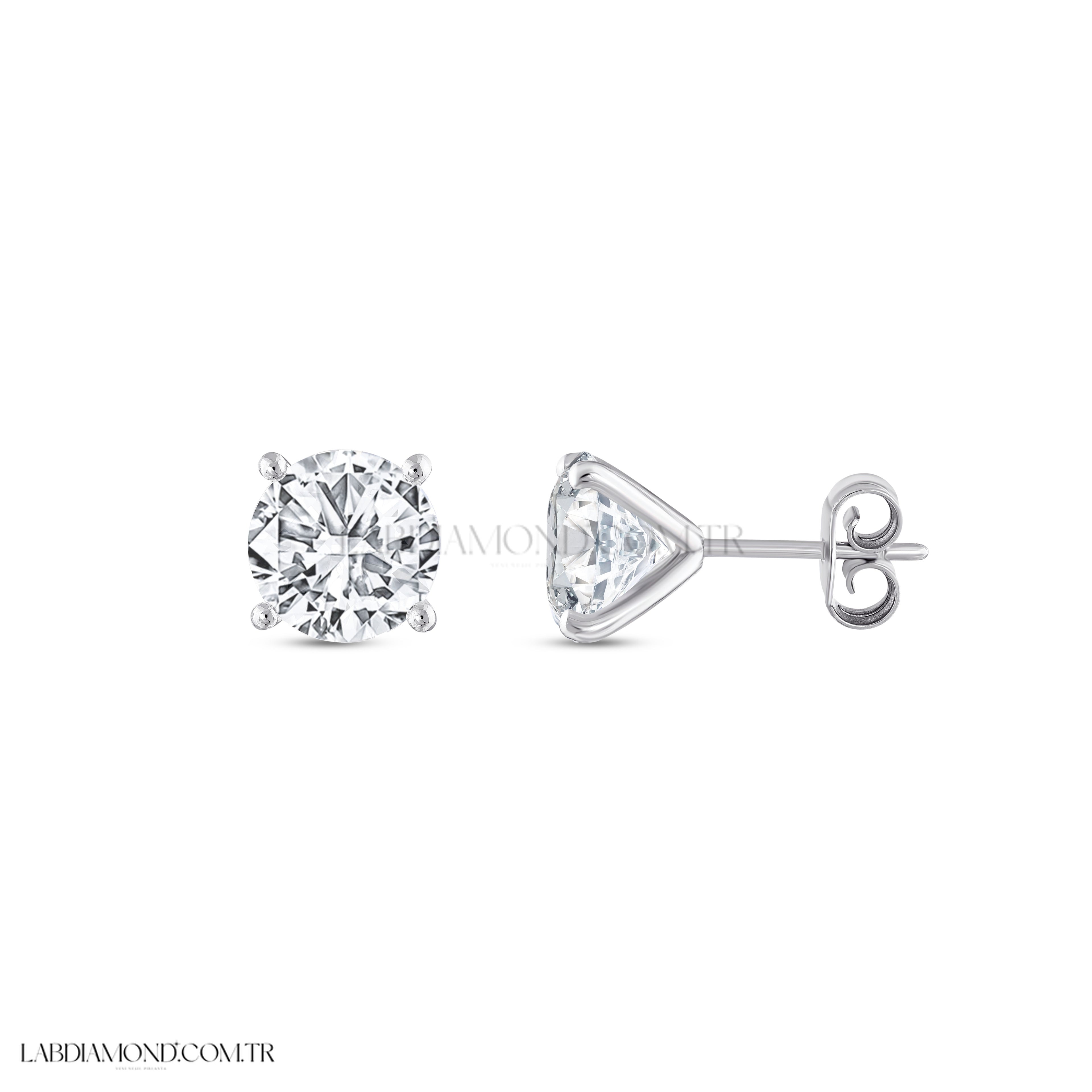 1.11 Karat Laboratuvar Pırlanta Tektaş Küpe