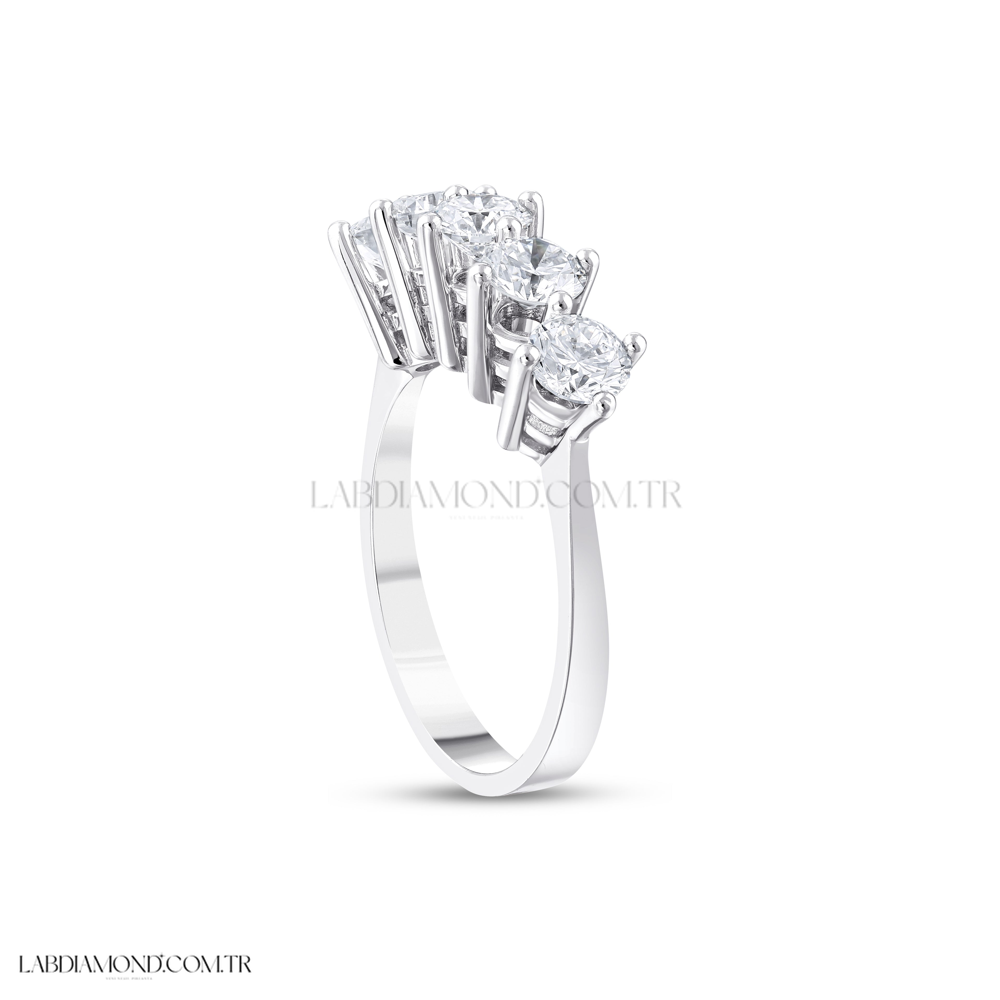 1.59 Karat Laboratuvar Pırlanta Beştaş Yüzük