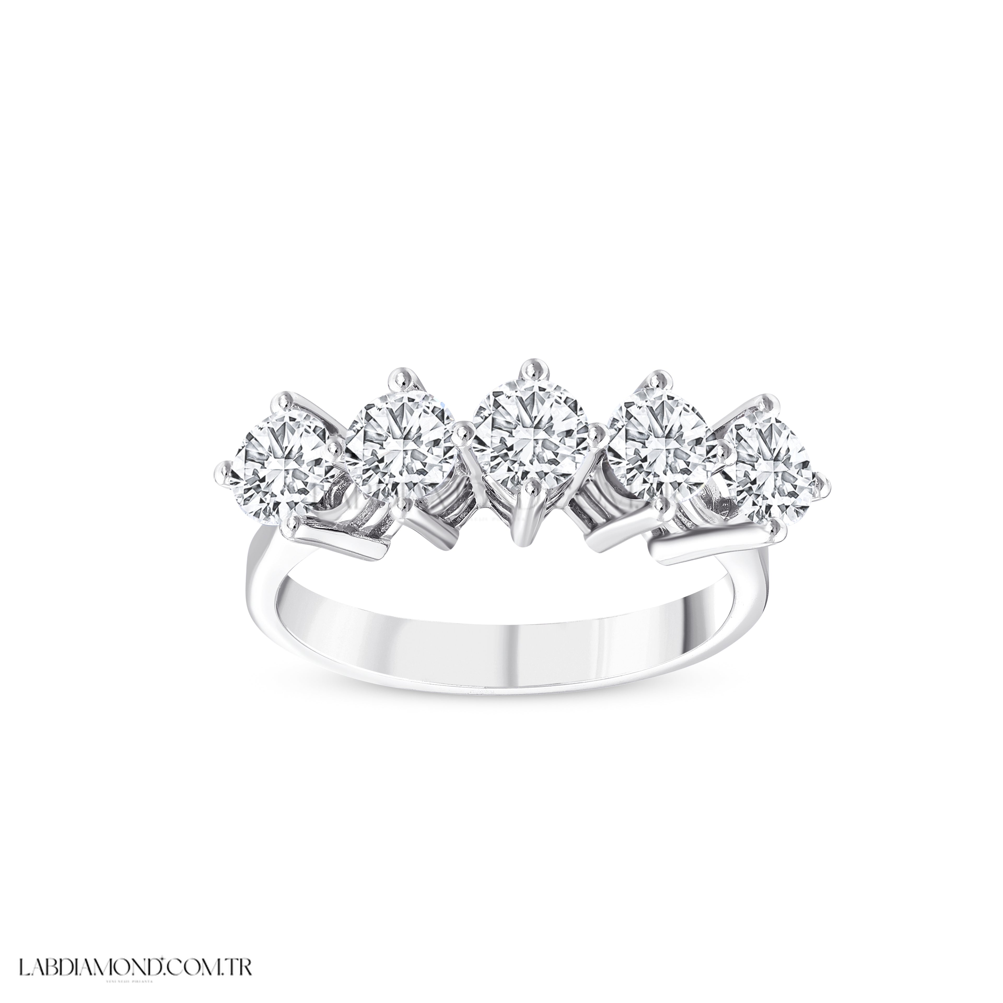 1.59 Karat Laboratuvar Pırlanta Beştaş Yüzük