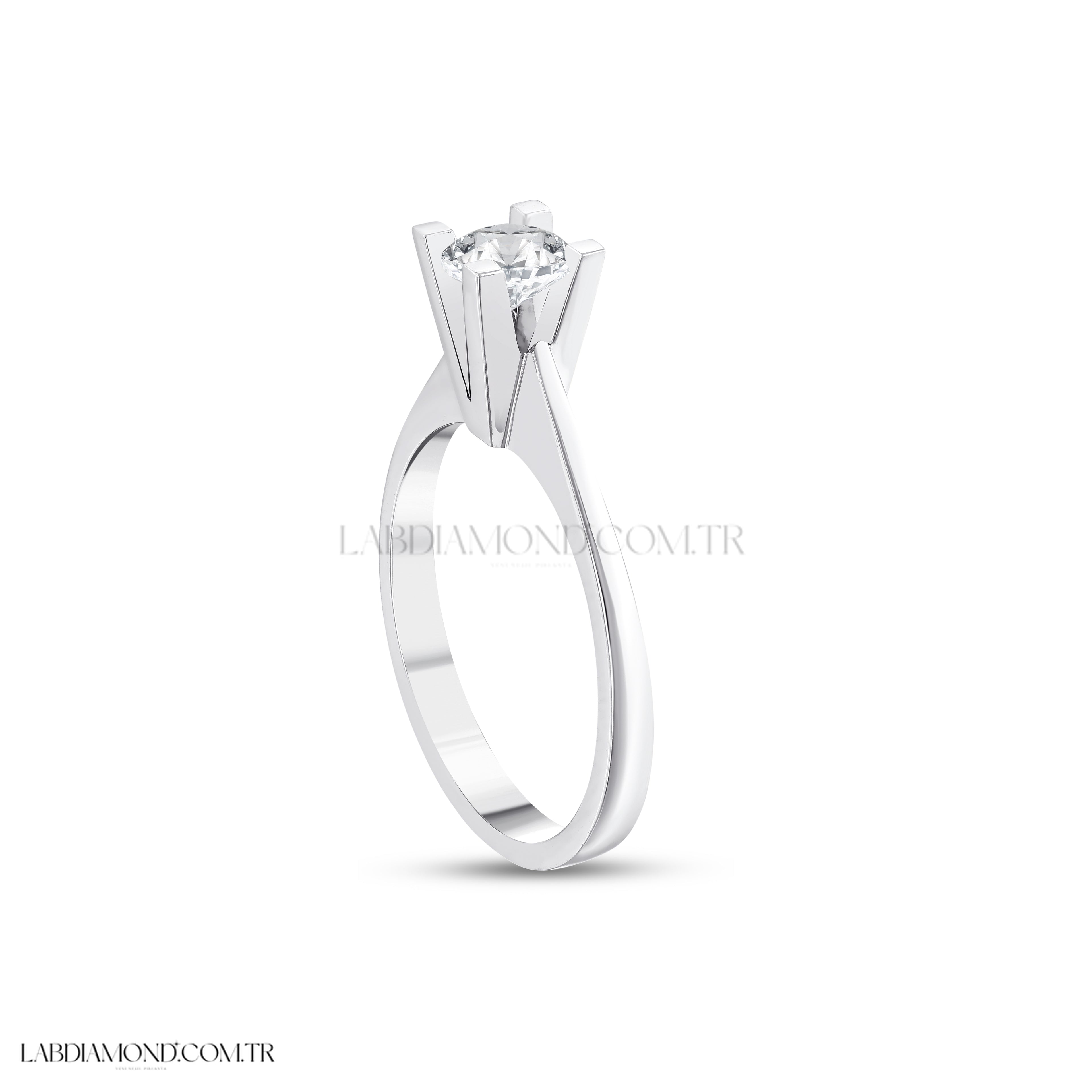 0.54 Karat Laboratuvar Pırlanta Tektaş Yüzük