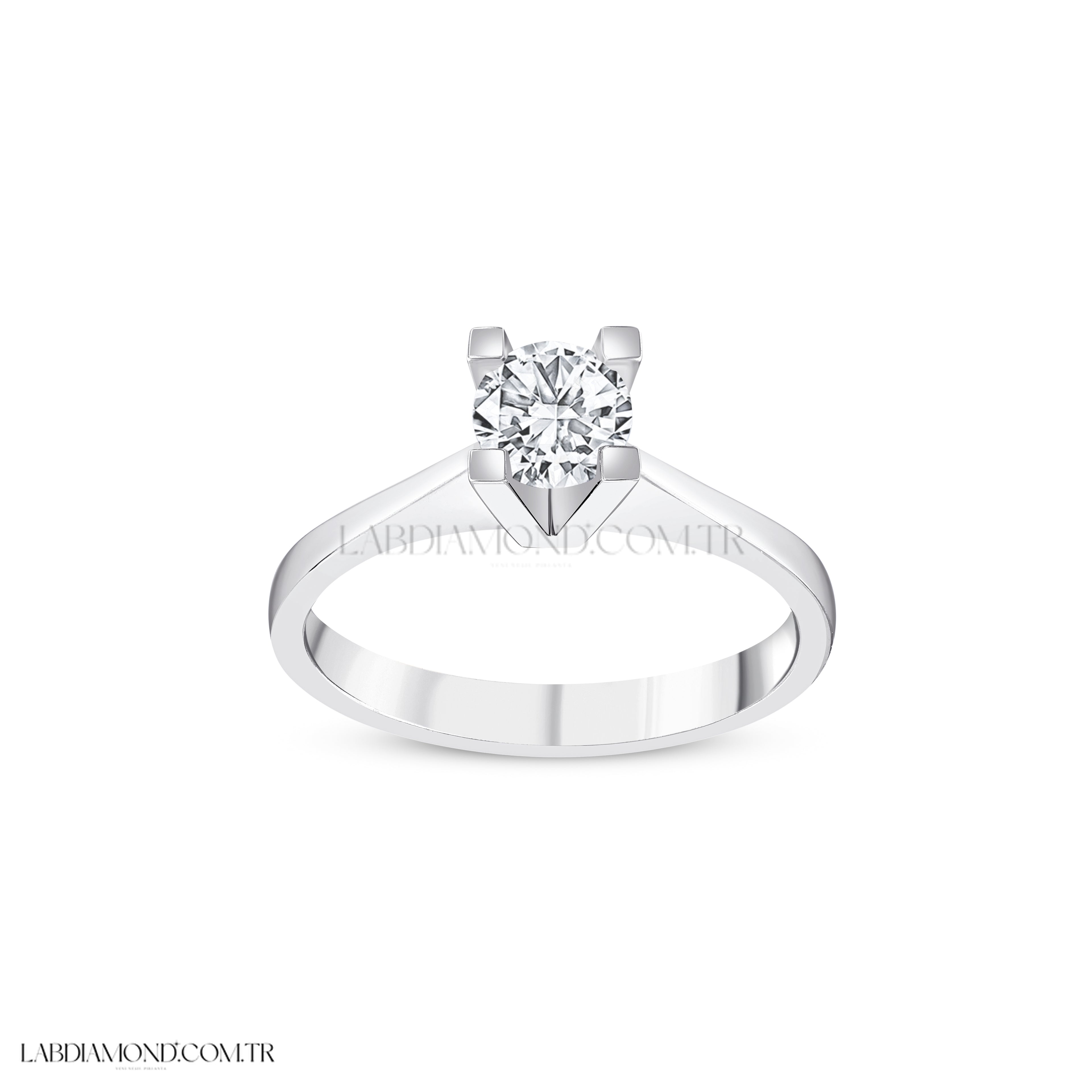 0.54 Karat Laboratuvar Pırlanta Tektaş Yüzük