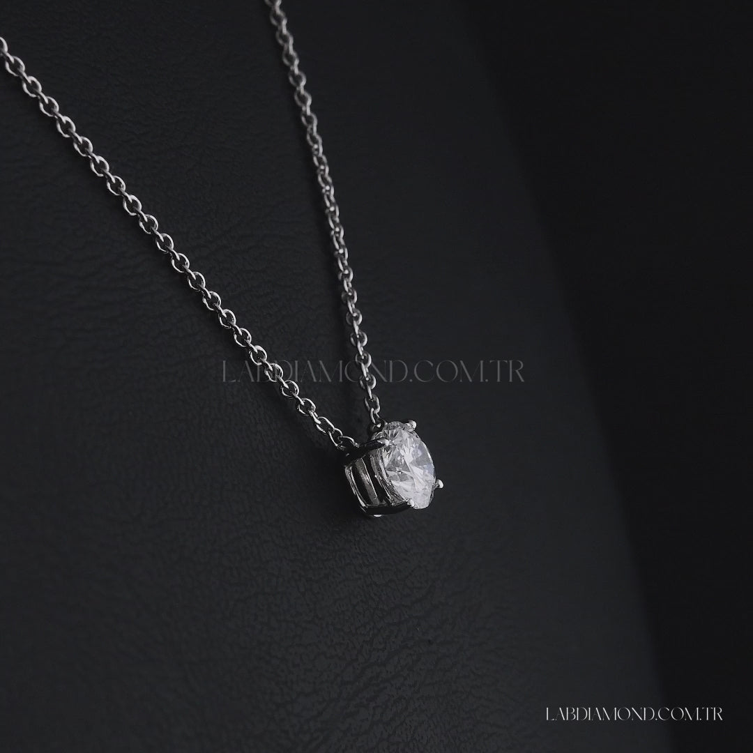 0.92 Karat Laboratuvar Pırlanta  Tektaş Kolye