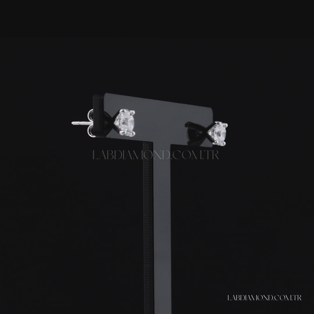 1.11 Karat Laboratuvar Pırlanta Tektaş Küpe